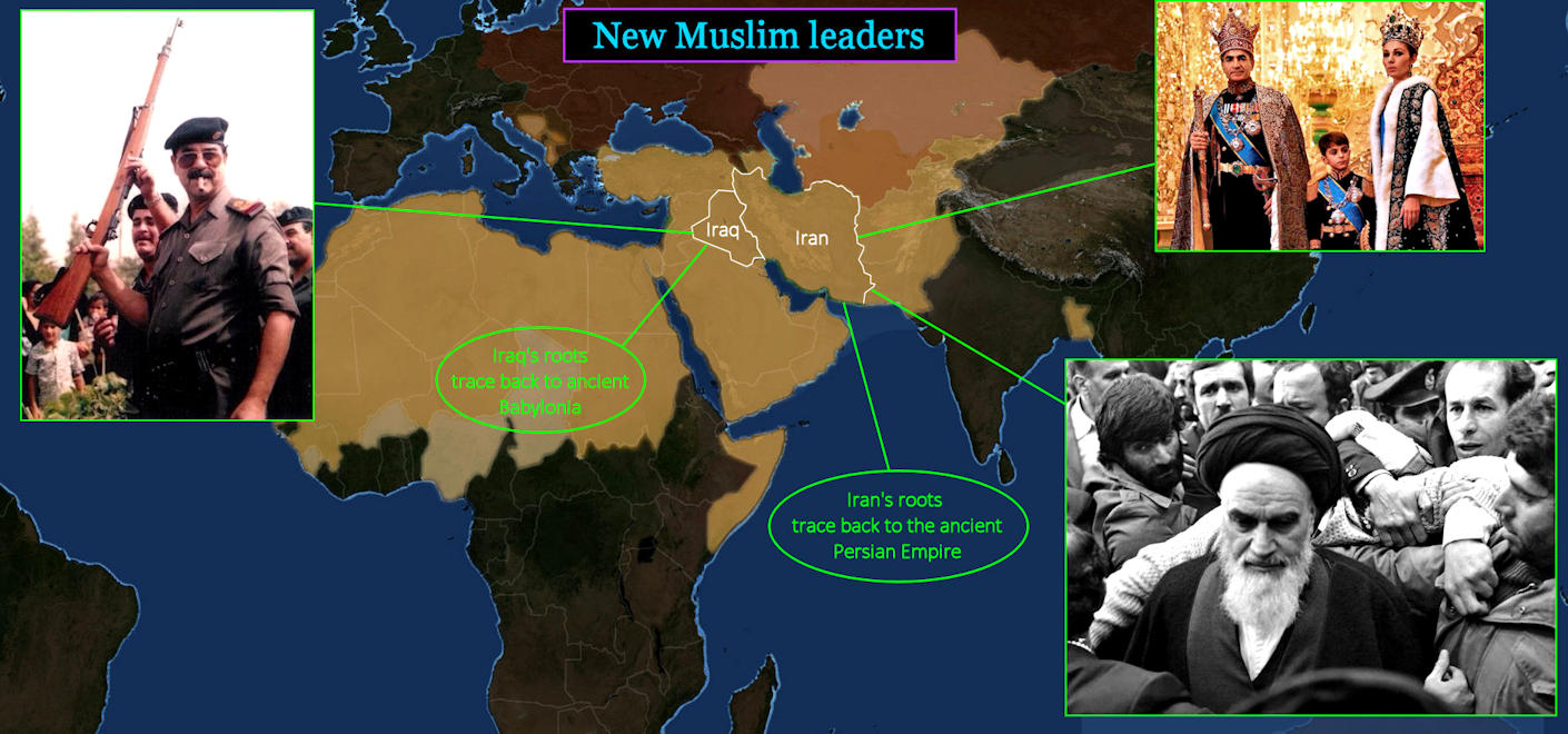 Hussein and Khomeini, 1980s map